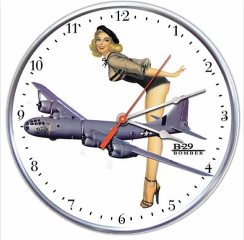 B-29 Bomber Pin-up Aviation Collectible Wall Clock